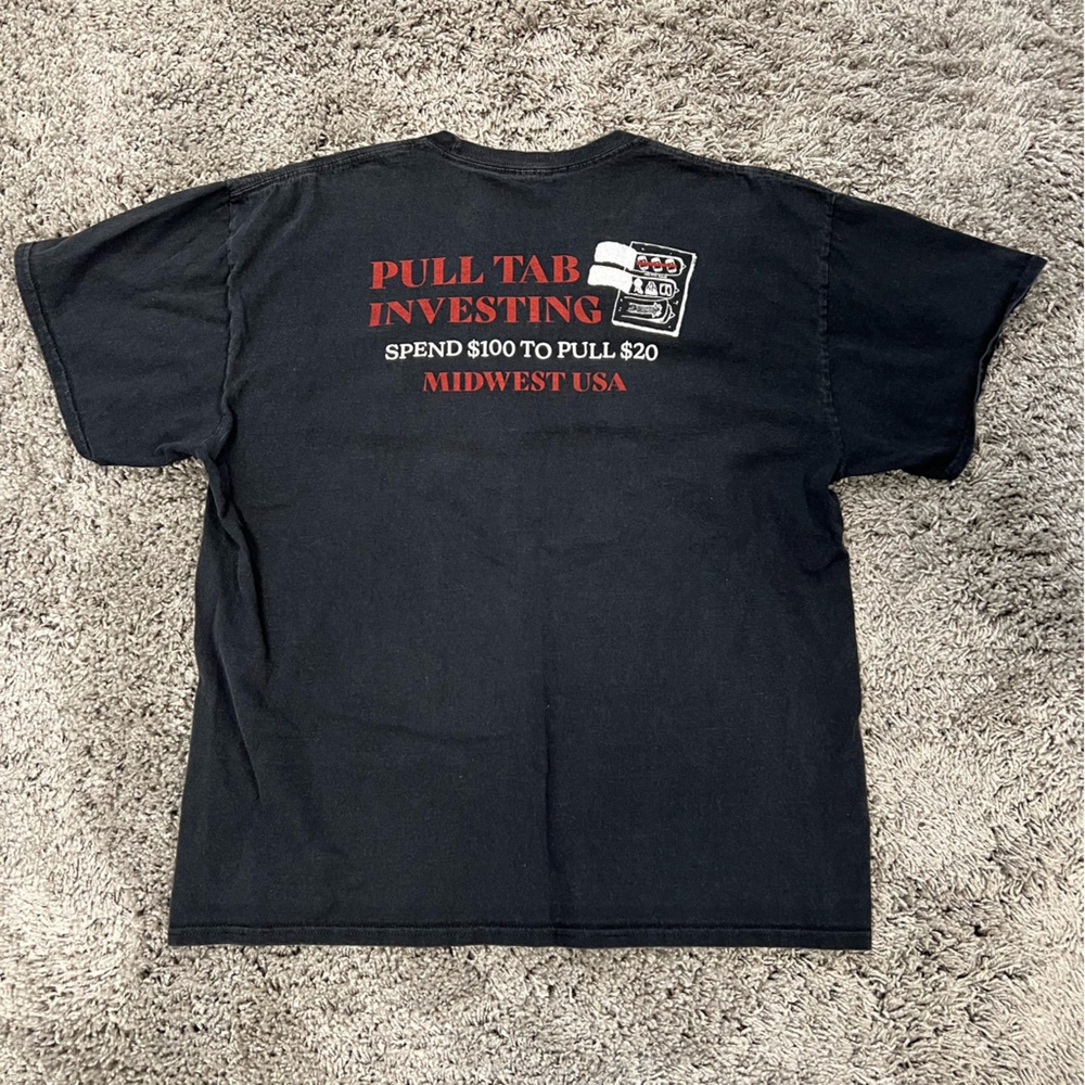 You Betcha Midwest USA “pull tab investing” short sleeve t-shirt, size XL